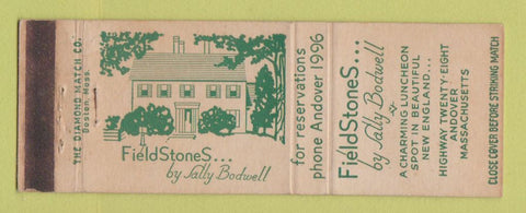Matchbook Cover - Fieldstones by Sally Bodwell Restaurant Andover MA WEAR
