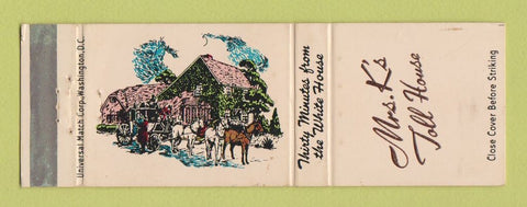 Matchbook Cover - Mrs K's Toll House Silver Spring MD WEAR