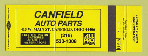 Matchbook Cover - Canfield Auto Parts OH