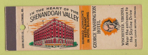 Matchbook Cover - George Washington Hotel Winchester VA