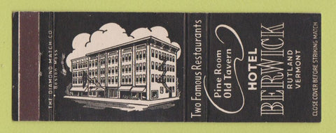 Matchbook Cover - Hotel Berwick Rutland VT