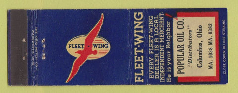 Matchbook Cover - Fleet Wing oil gas Popular Oil Columbus OH