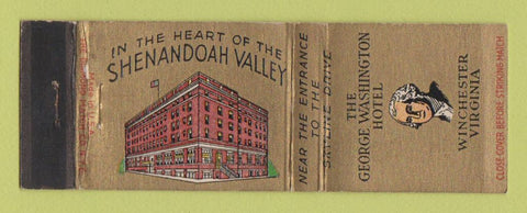 Matchbook Cover - George Washington Hotel Winchester VA