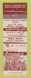 Matchbook Cover - Gerardo's Italian Restaurant North Miami Beach FL WORN BACK