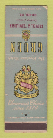 Matchbook Cover - Gruen Watches Crowell Terwilliger Goshen IN WEAR