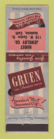 Matchbook Cover - Gruen Watches Hurst Jewelry Anaheim CA