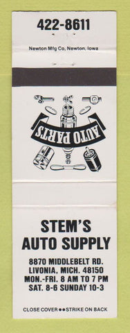 Matchbook Cover - Stem's Auto Supply Parts Livonia MI