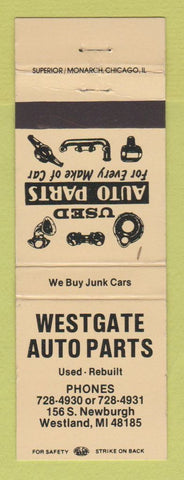 Matchbook Cover - Westgate Auto Parts Westland MI