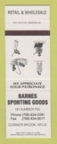 Matchbook Cover - Barnes Sporting Goods Corner Brook NF SAMPLE