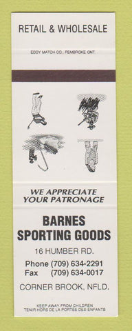 Matchbook Cover - Barnes Sporting Goods Corner Brook NF SAMPLE