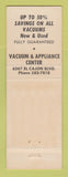 Matchbook Cover - Vacuum & Appliance Center San Diego? CA
