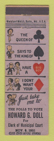 Matchbook Cover - Howard Doll for Clerk of Courts 1951