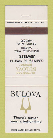 Matchbook Cover - Bulova Watches Gaines Smith Jewelry Sardis Batesville MS