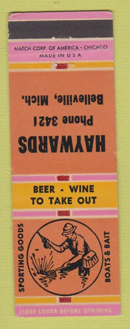 Matchbook Cover - Haywards Sporting Goods Boats Bait Belleville MI WEAR