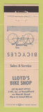Matchbook Cover - Lloyd's Bike Shop Bicycles PEACH