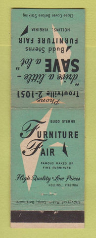 Matchbook Cover - Budd Sterns Furniture Fair Hollins VA WEAR