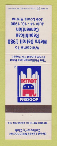 Matchbook Cover - Great Lakes Match Club 1980 Republican Convention Detroit MI