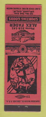 Matchbook Cover - Alex Fader Sporting Goods Upland CA 1945
