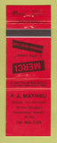 Matchbook Cover - PA Mathieu Furniture Montmorency Beauport QC RED