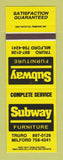 Matchbook Cover - Subway Furniture Truro Milford NS SAMPLE CREASED