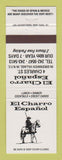 Matchbook Cover - El Charro Espanol Mexican Restaurant New York City
