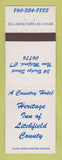 Matchbook Cover - Heritage Inn of Litchfield County New Milford CT