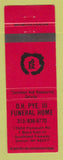 Matchbook Cover - OH Pye Funeral Home Detroit MI