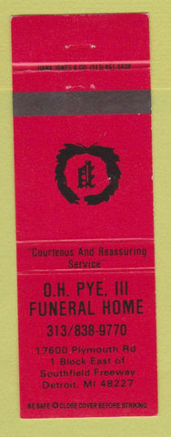 Matchbook Cover - OH Pye Funeral Home Detroit MI