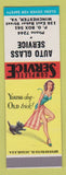 Matchbook Cover - Auto Glass Service Winchester VA pinup SAMPLE