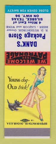 Matchbook Cover - Dank's Package Liquor Silsbee TX RD Hudiburgh pinup SAMPLE