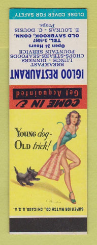 Matchbook Cover - Igloo Restaurant Old Saybrook CT E Louikas Dousis pinup SAMPLE