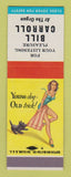Matchbook Cover - Bill Carroll at the Organ Music pinup SAMPLE