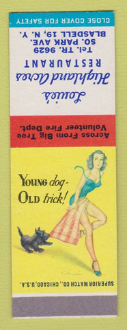 Matchbook Cover - Louie's Highland Acres Restaurant Blasdell NY pinup SAMPLE