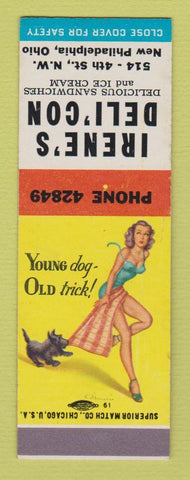 Matchbook Cover - Irene's Deli New Philadelphia OH pinup SAMPLE