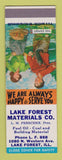 Matchbook Cover - Lake Forest Materials Lake Forest IL coal oil lumber SAMPLE
