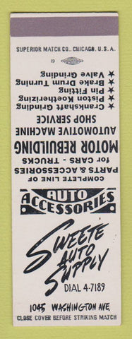 Matchbook Cover - Sweete Auto Supply  SAMPLE