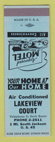 Matchbook Cover - Lakeview Court Motel Jackson TN? SAMPLE