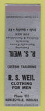 Matchbook Cover - RS Weil Men's Clothes Noblesville IN  SAMPLE