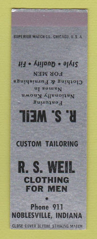 Matchbook Cover - RS Weil Men's Clothes Noblesville IN  SAMPLE