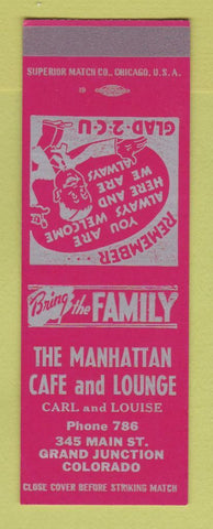 Matchbook Cover - Manhattan Cafe Lounge Grand Junction Colorado SAMPLE