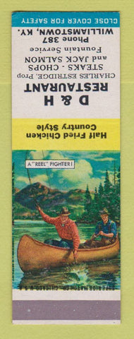 Matchbook Cover - D&H Restaurant Williamstown KY Charles Estridge SAMPLE