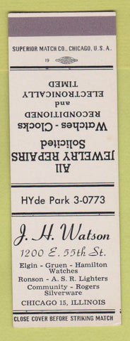 Matchbook Cover - JH Watson Jewelry Elgin Gruen Chicago IL SAMPLE