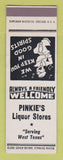 Matchbook Cover - Pinkie's Liquor Store TX SAMPLE
