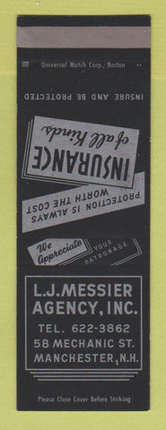 Matchbook Cover - LJ Messier Insurance Manchester NH SAMPLE