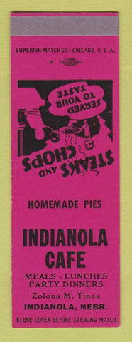 Matchbook Cover - Indianola Cafe NE Zolona Tines SAMPLE