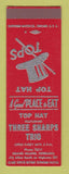 Matchbook Cover - Top Hat Three Harps Trio Grand Island NE CREASED SAMPLE