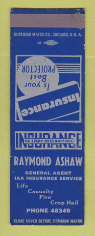 Matchbook Cover - Raymond Ashaw Insurance SAMPLE