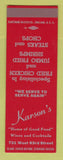 Matchbook Cover - Karson's Restaurant Chicago? Fried Chicken SAMPLE