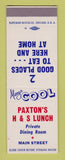 Matchbook Cover - Paxton's H&S Lunch SAMPLE