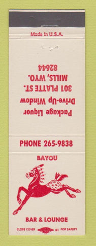Matchbook Cover - Bayo Bar Lounge Mills WY